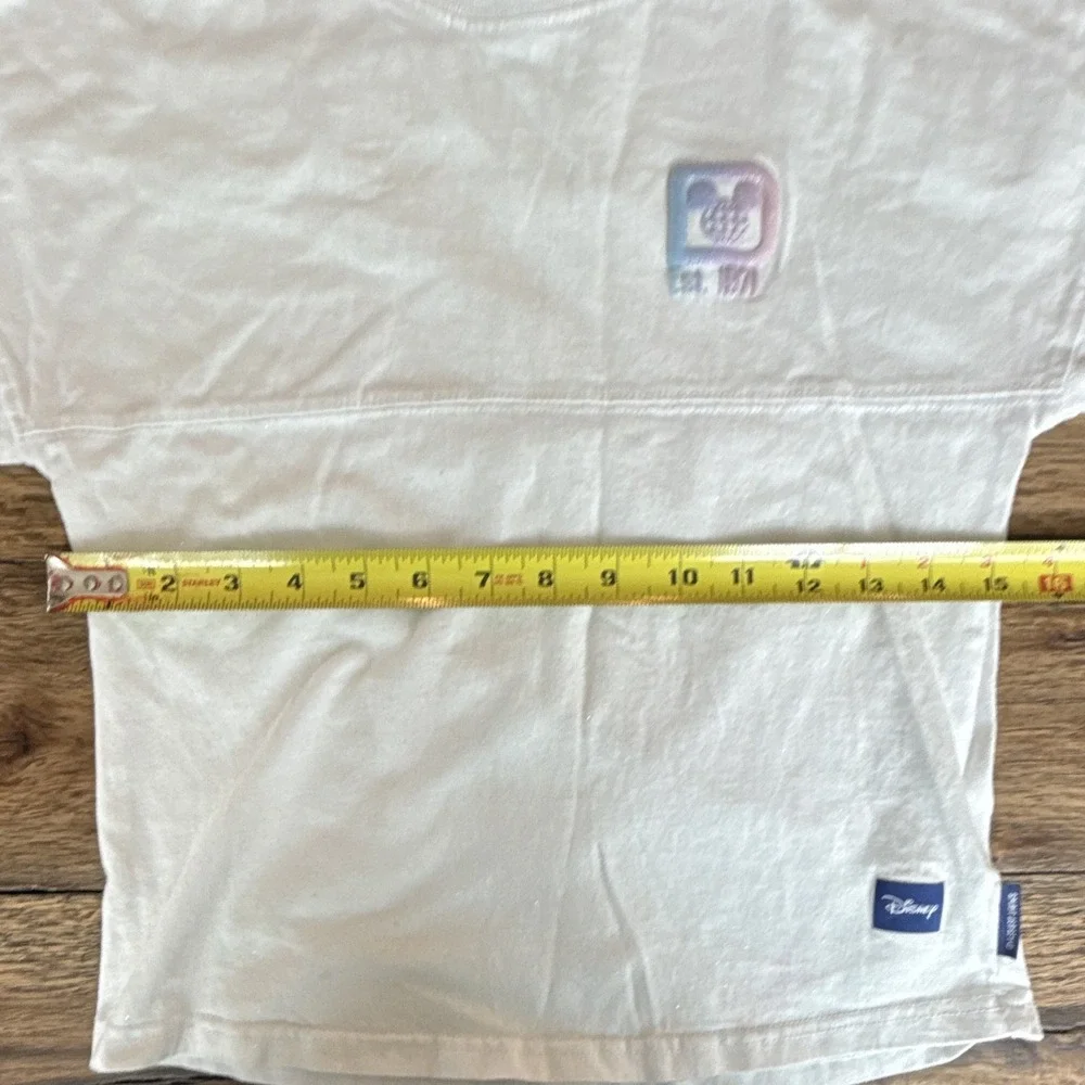 Disney Mickey Mouse Walt Disney World Long Sleeve Crew Neck Cotton Tee White 7/8